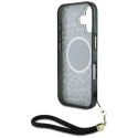 Etui Guess HC IML Leopard Triangle Cord Strap MagSafe do iPhone 16 - czarne Guess