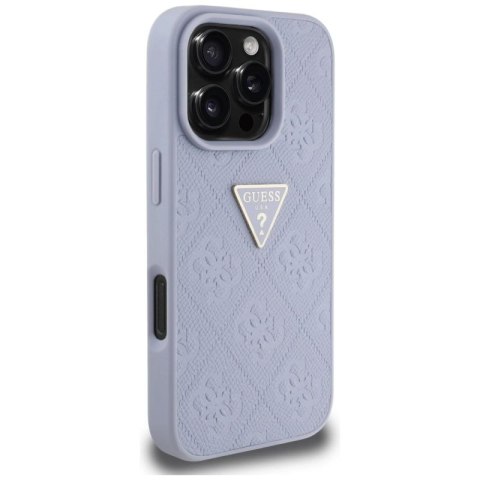 Etui Guess Hot Stamp 4G Pattern Triangle Metal Logo na iPhone 16 Pro Max - fioletowe Guess
