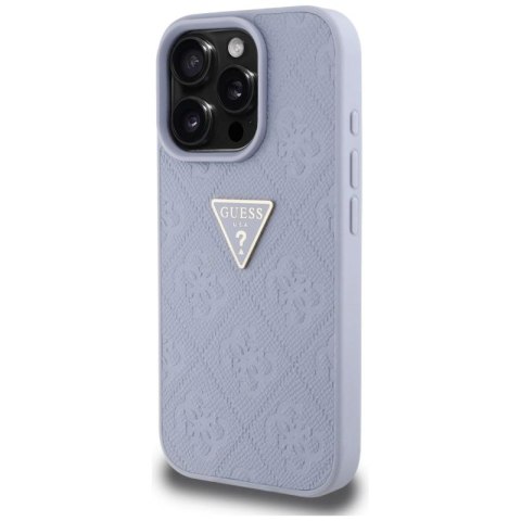 Etui Guess Hot Stamp 4G Pattern Triangle Metal Logo na iPhone 16 Pro - fioletowe Guess