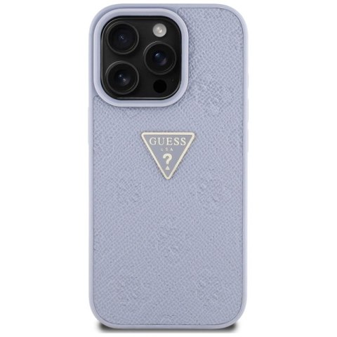 Etui Guess Hot Stamp 4G Pattern Triangle Metal Logo na iPhone 16 Pro - fioletowe Guess