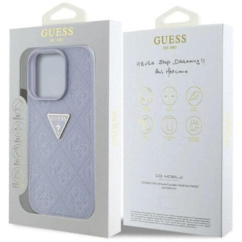 Etui Guess Hot Stamp 4G Pattern Triangle Metal Logo na iPhone 16 Pro - fioletowe Guess