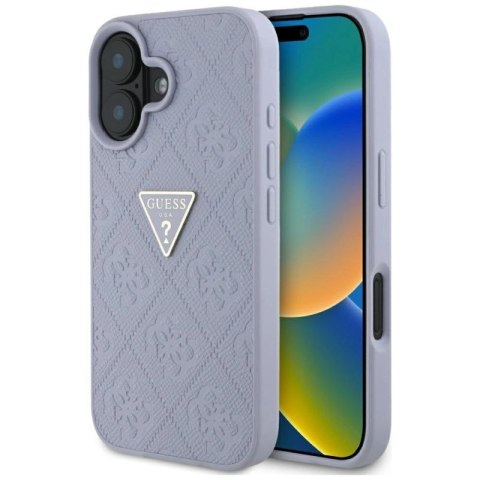 Etui Guess Hot Stamp 4G Pattern Triangle Metal Logo na iPhone 16 - fioletowe Guess