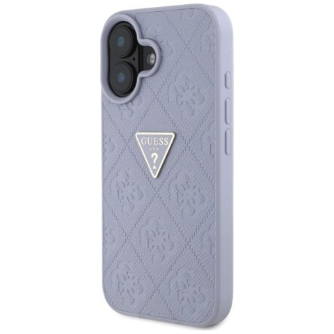 Etui Guess Hot Stamp 4G Pattern Triangle Metal Logo na iPhone 16 - fioletowe Guess