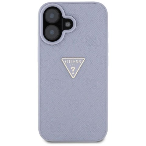 Etui Guess Hot Stamp 4G Pattern Triangle Metal Logo na iPhone 16 - fioletowe Guess