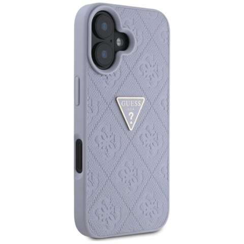 Etui Guess Hot Stamp 4G Pattern Triangle Metal Logo na iPhone 16 - fioletowe Guess