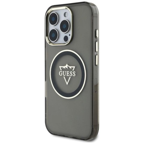 Etui Guess IML Metal Mountain Logo MagSafe na iPhone 16 Pro - czarny Guess