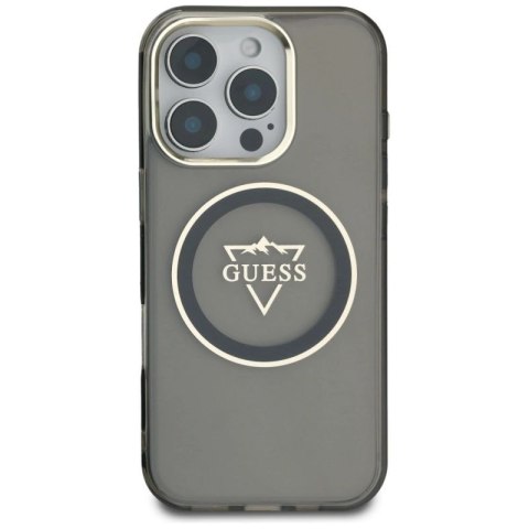 Etui Guess IML Metal Mountain Logo MagSafe na iPhone 16 Pro - czarny Guess