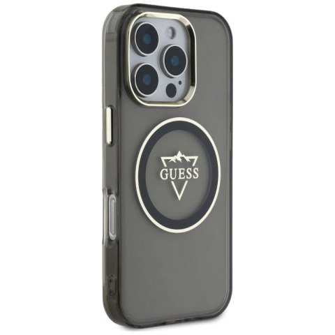 Etui Guess IML Metal Mountain Logo MagSafe na iPhone 16 Pro - czarny Guess