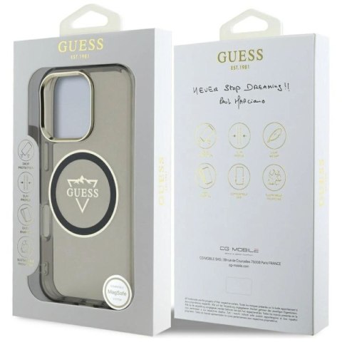 Etui Guess IML Metal Mountain Logo MagSafe na iPhone 16 Pro - czarny Guess