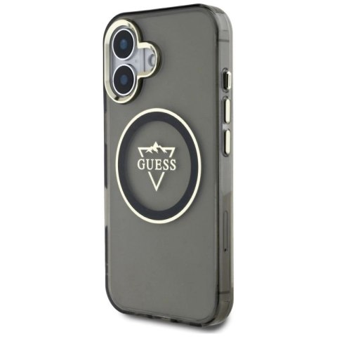 Etui Guess IML Metal Mountain Logo MagSafe na iPhone 16 - czarne Guess