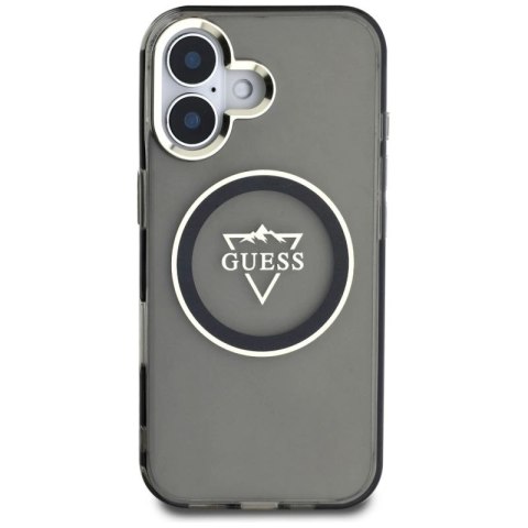 Etui Guess IML Metal Mountain Logo MagSafe na iPhone 16 - czarne Guess