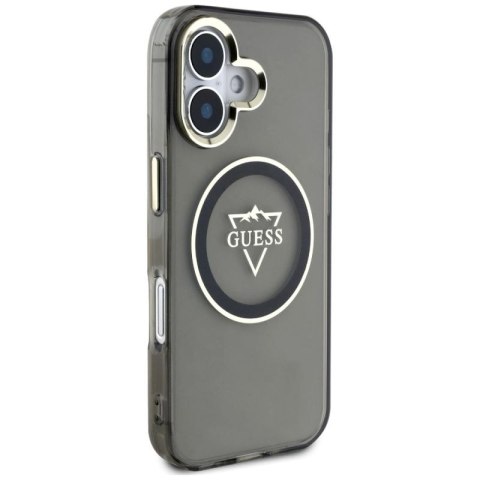 Etui Guess IML Metal Mountain Logo MagSafe na iPhone 16 - czarne Guess