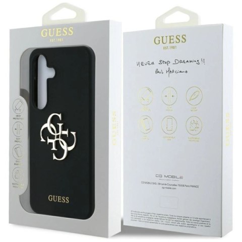 Etui Guess Silicone Big 4G Logo Bottom Script na Samsung Galaxy S25 - czarne Guess