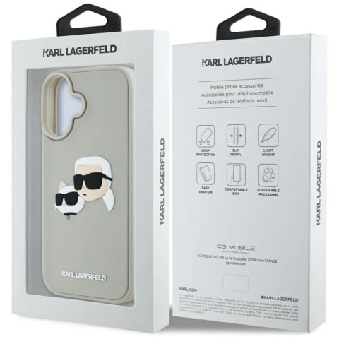 Etui Karl Lagerfeld HC 3D Rubber Double Heads na iPhone 16 - beżowe Karl Lagerfeld