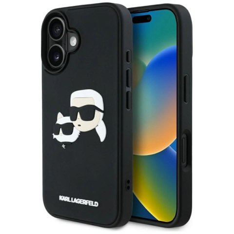 Etui Karl Lagerfeld HC 3D Rubber Double Heads na iPhone 16 - czarne Karl Lagerfeld