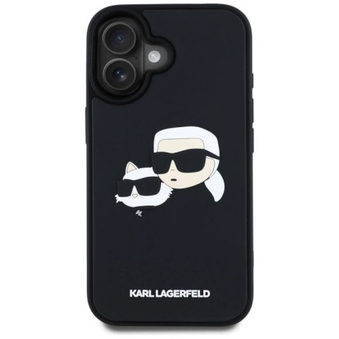 Etui Karl Lagerfeld HC 3D Rubber Double Heads na iPhone 16 - czarne Karl Lagerfeld