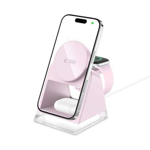 Ładowarka indukcyjna Tech-Protect QI15W-A43 3w1 MagSafe - różowa Tech-Protect