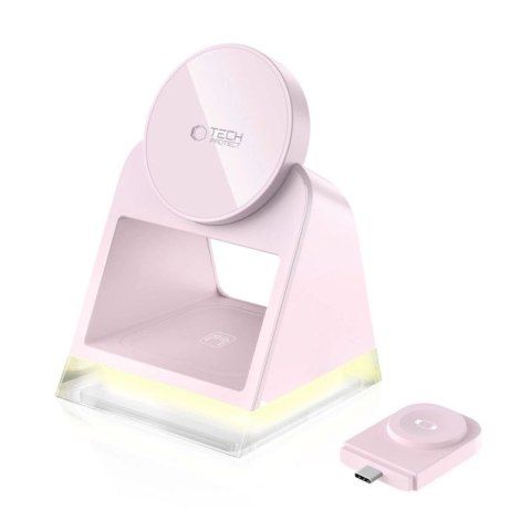 Ładowarka indukcyjna Tech-Protect QI15W-A43 3w1 MagSafe - różowa Tech-Protect