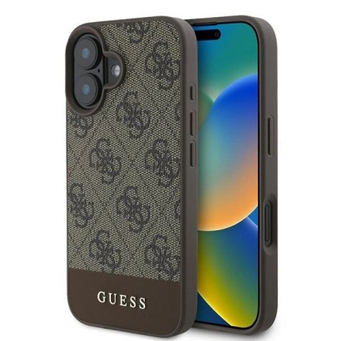 Etui Guess 4G Bottom Stripe na iPhone 16 Plus 6.7" - brązowe Guess
