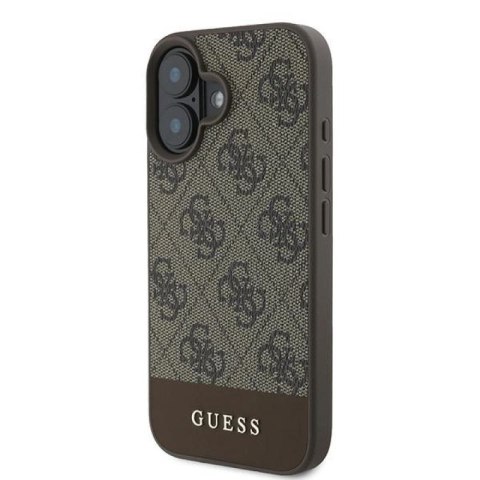Etui Guess 4G Bottom Stripe na iPhone 16 Plus 6.7" - brązowe Guess