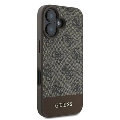 Etui Guess 4G Bottom Stripe na iPhone 16 Plus 6.7" - brązowe Guess