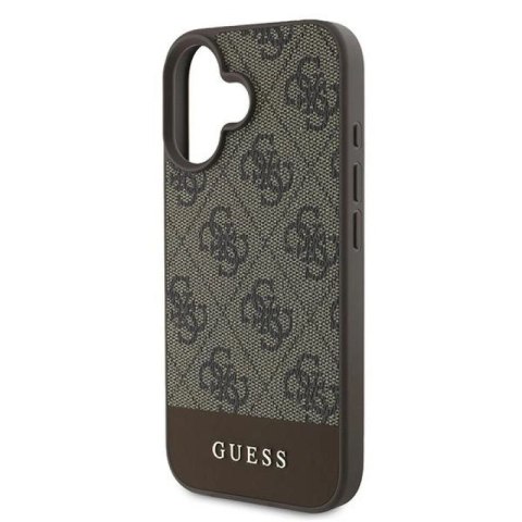 Etui Guess 4G Bottom Stripe na iPhone 16 Plus 6.7" - brązowe Guess