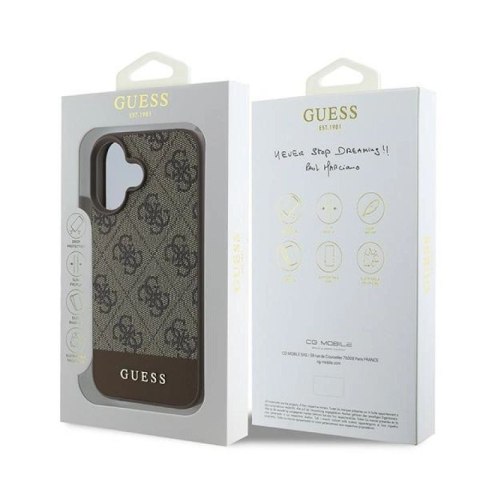 Etui Guess 4G Bottom Stripe na iPhone 16 Plus 6.7" - brązowe Guess