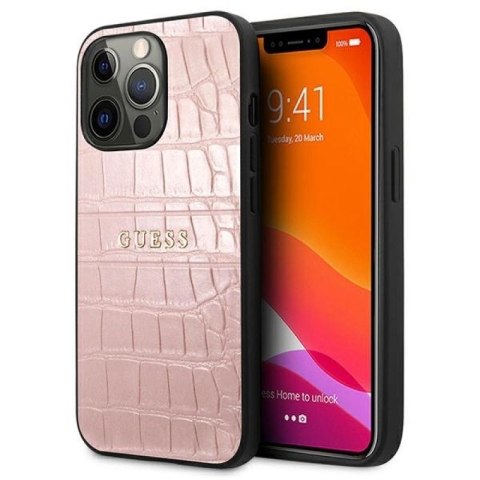 Etui Guess Croco Strap Collection na iPhone 13 Pro / 13 6,1" - różowe Guess