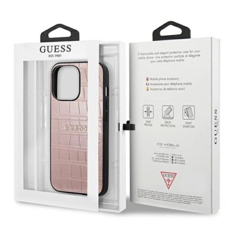 Etui Guess Croco Strap Collection na iPhone 13 Pro / 13 6,1" - różowe Guess