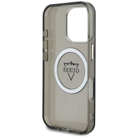 Etui Guess IML Metal Mountain Logo MagSafe na iPhone 16 Pro Max - czarne Guess
