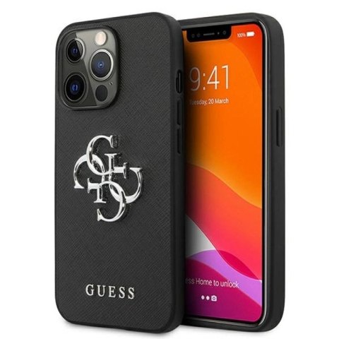 Etui Guess Saffiano 4G Metal Logo na iPhone 13 Pro / 13 6,1" - czarne Guess