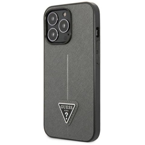 Etui Guess Saffiano Triangle Logo na iPhone 13 Pro / 13 6,1" - srebrne Guess