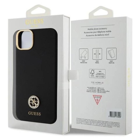 Etui Guess Silicone Logo Strass 4G na iPhone 15 Plus / 14 Plus 6.7" - czarne Guess