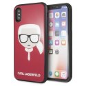 Etui Karl Lagerfeld Iconic Glitter Karl`s Head na iPhone X / Xs - czerwone Karl Lagerfeld