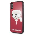 Etui Karl Lagerfeld Iconic Glitter Karl`s Head na iPhone X / Xs - czerwone Karl Lagerfeld