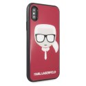 Etui Karl Lagerfeld Iconic Glitter Karl`s Head na iPhone X / Xs - czerwone Karl Lagerfeld
