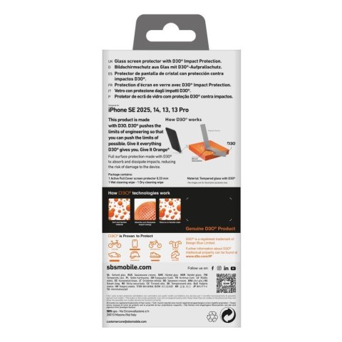 Szkło hartowane SBS Tempered Glass D3O z ramką do iPhone 16e SBS