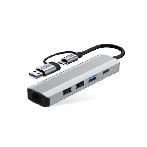 Adapter Tech-Protect HB03 HUB Adapter 5w1 USB-C + USB2.0 + USB3.0 + RJ45 - szary Tech-Protect