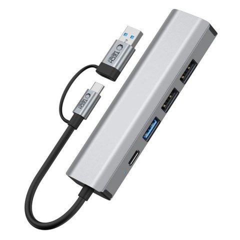 Adapter Tech-Protect HB03 HUB Adapter 5w1 USB-C + USB2.0 + USB3.0 + RJ45 - szary Tech-Protect