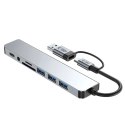Adapter Tech-Protect HB06 HUB Adapter 8w1 TYP-C + USB2.0 + USB3.0 + SD/TF + AV3.5 - szary Tech-Protect