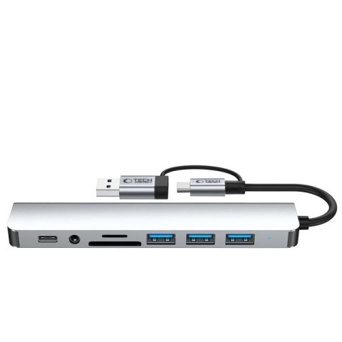 Adapter Tech-Protect HB06 HUB Adapter 8w1 TYP-C + USB2.0 + USB3.0 + SD/TF + AV3.5 - szary Tech-Protect