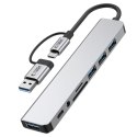 Adapter Tech-Protect HB06 HUB Adapter 8w1 TYP-C + USB2.0 + USB3.0 + SD/TF + AV3.5 - szary Tech-Protect