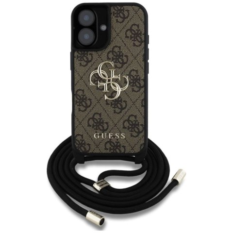 Etui Guess 4G Big Logo Cord Stap Crossbody do iPhone 16 Plus brązowy Guess