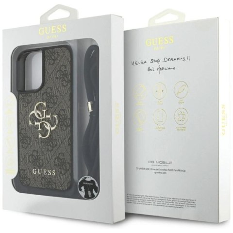 Etui Guess 4G Big Logo Cord Stap Crossbody do iPhone 16 Plus brązowy Guess