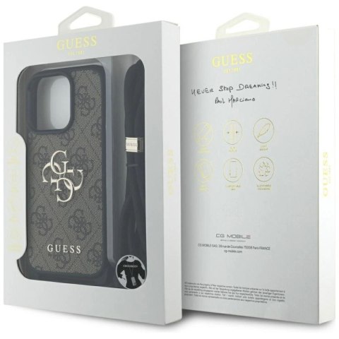 Etui Guess 4G Big Logo Cord Stap Crossbody do iPhone 16 Pro Max brązowy Guess