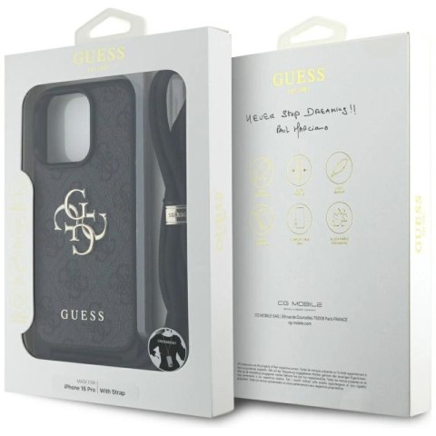 Etui Guess 4G Big Logo Cord Stap Crossbody do iPhone 16 Pro czarny Guess