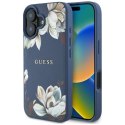 Etui Guess Grained Printed Flower Pattern MagSafe do iPhone 16 niebieski Guess