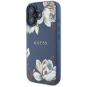 Etui Guess Grained Printed Flower Pattern MagSafe do iPhone 16 niebieski Guess