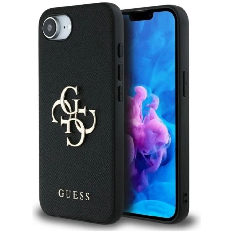 Etui Guess PU Grained 4G Metal Logo na iPhone 16e - czarne Guess