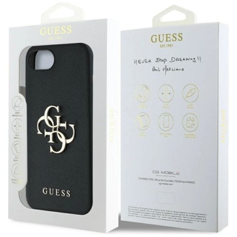 Etui Guess PU Grained 4G Metal Logo na iPhone 16e - czarne Guess